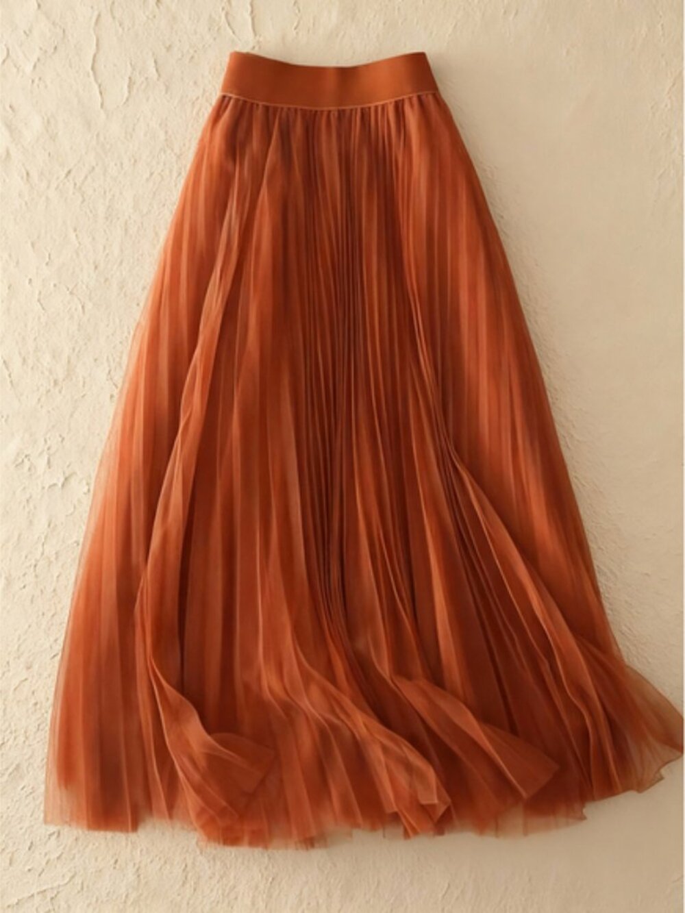 LuminousWealth Women's Elegant Pleated Mesh A-Line Skirt, Suitable For Casual Or